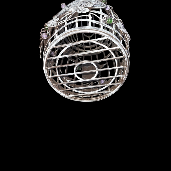 Vintage Wine Cork White Metal barrel  Cage with leaf Accents holder White Washed - Picture 6 of 6